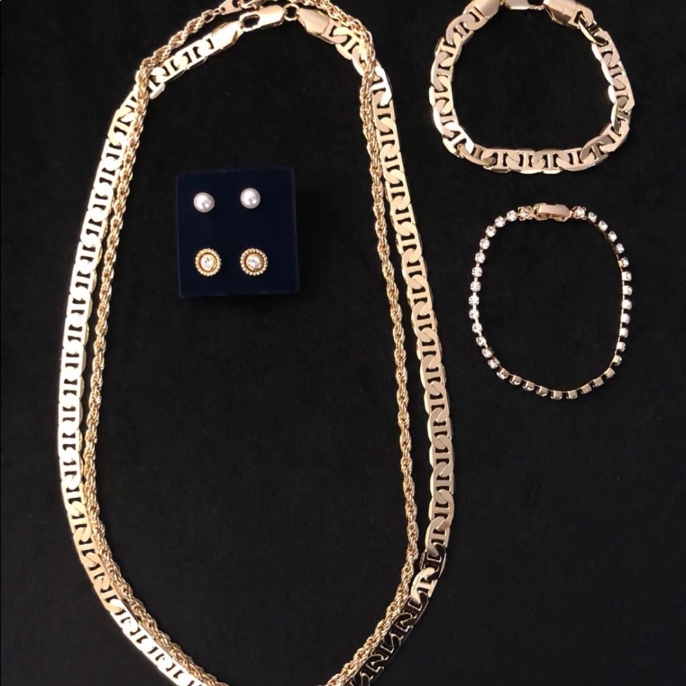 14k gold plated 5 piece set jewelry